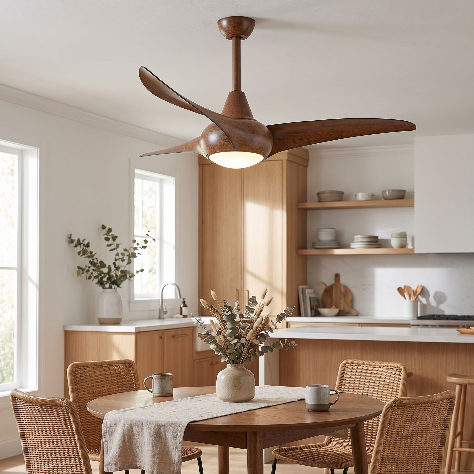 Image 1 Minka Aire Light Wave 44-in LED Distressed Koa Ceiling Fan in scene