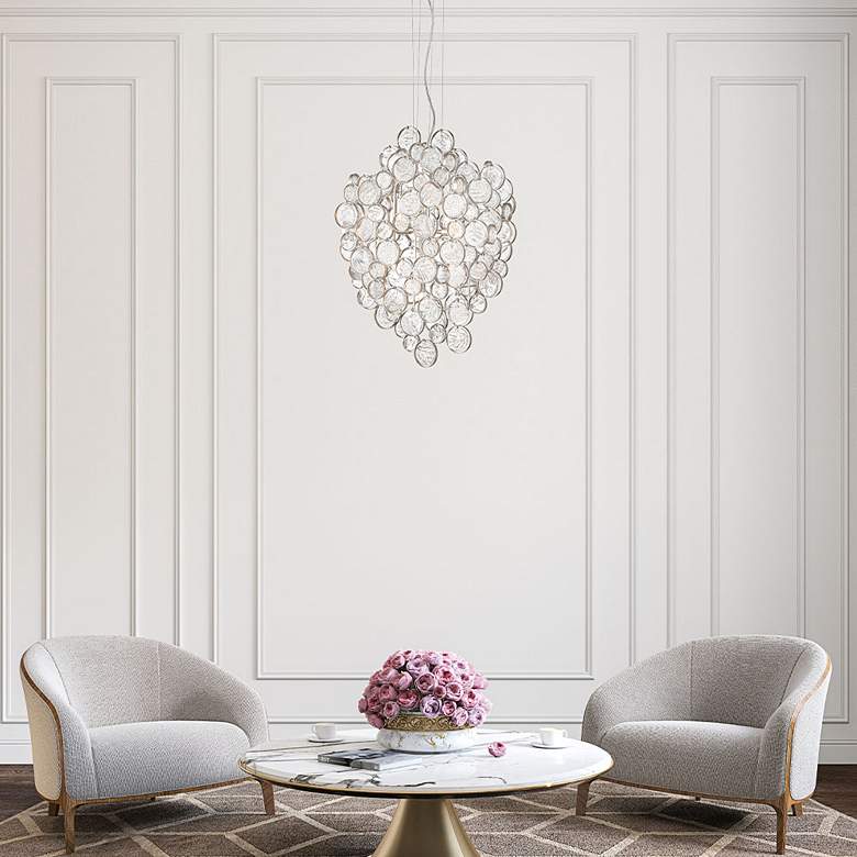 Image 1 Trento 19 1/2"W Champagne Silver 7-Light Oval Chandelier in scene