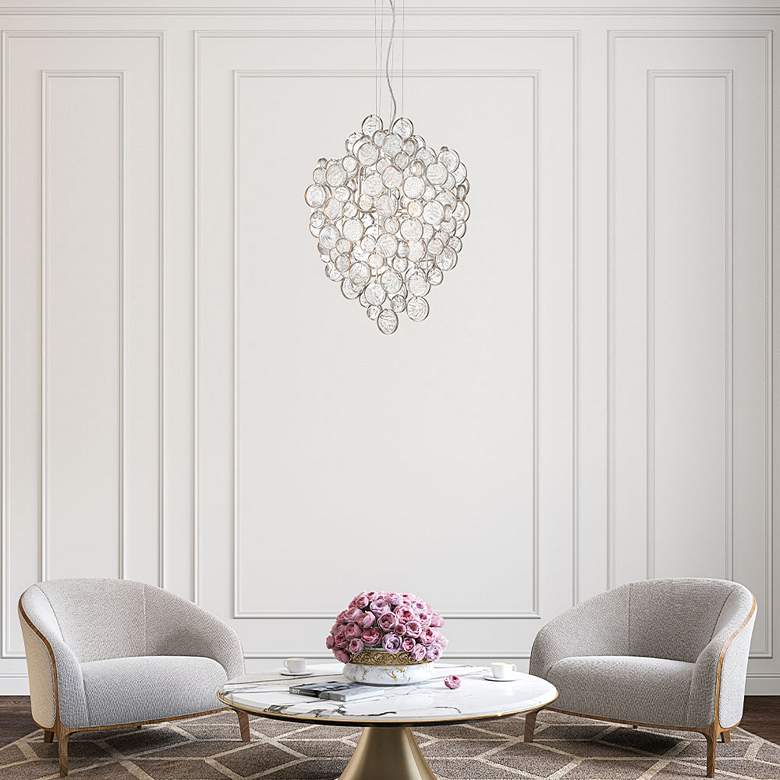 Image 1 Trento 19 1/2 inchW Champagne Silver 7-Light Oval Chandelier in scene