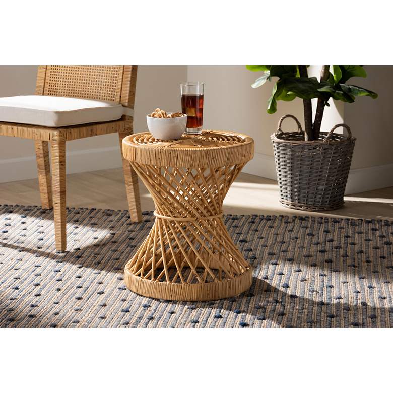 Image 1 Baxton Studio Seville 15 3/4 inch Wide Natural Rattan End Table in scene