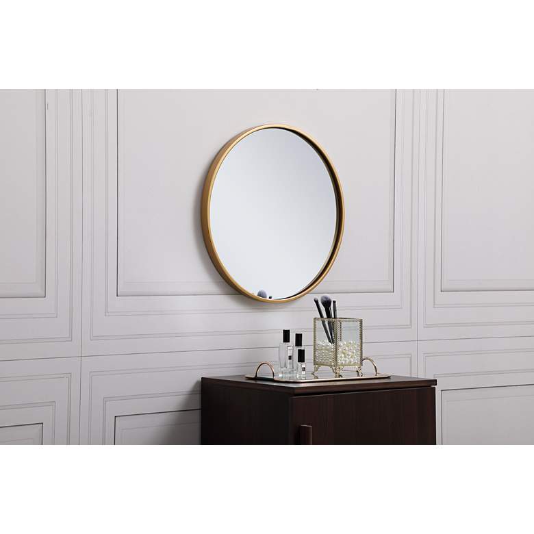 Image 1 Eternity Brass Metal 18" Round Vanity Wall Mirror in scene