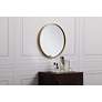 1_Eternity Brass Metal 18" Round Vanity Wall Mirror in scene