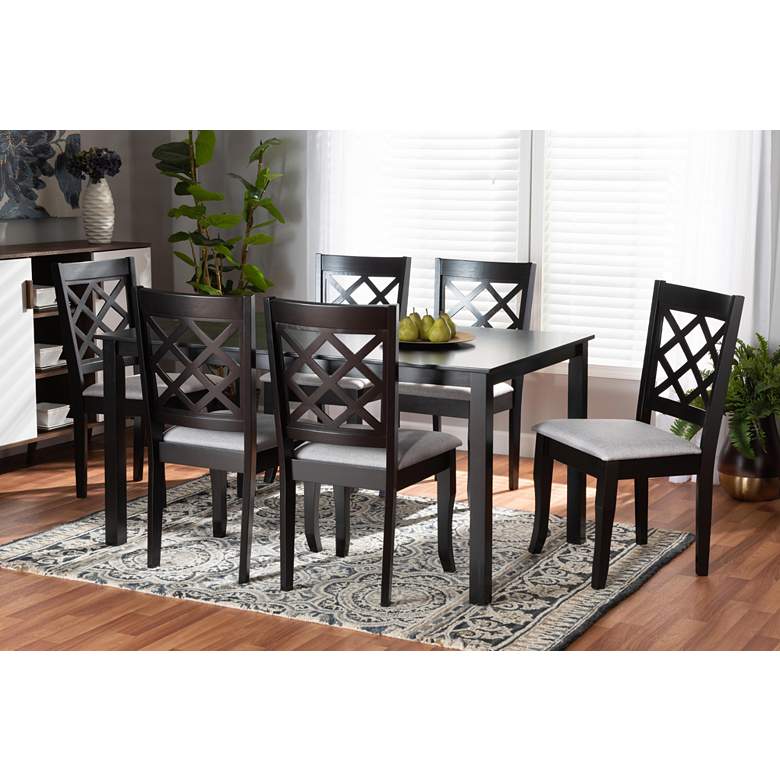 Image 1 Baxton Studio Verner Dark Brown 7-Piece Dining Set in scene