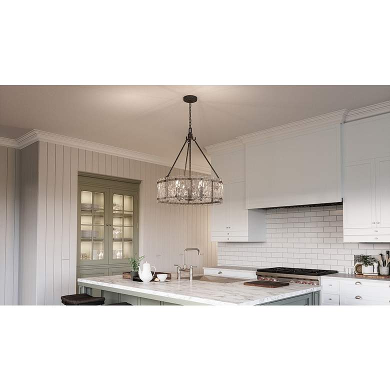 Image 1 Quoizel Fortress 20 1/2" Wide Mottled Silver Metal 5-Light Pendant in scene