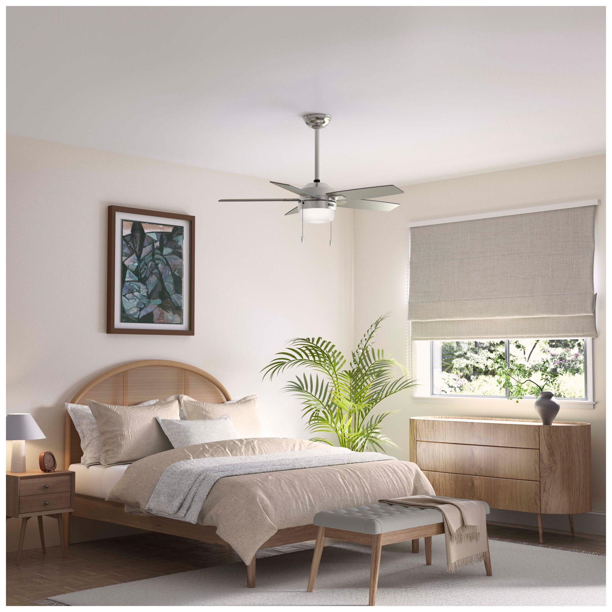 Image 2 44" Anisten Brushed Nickel Fan with Matte Nickel/Light Grey Oak Blades more views