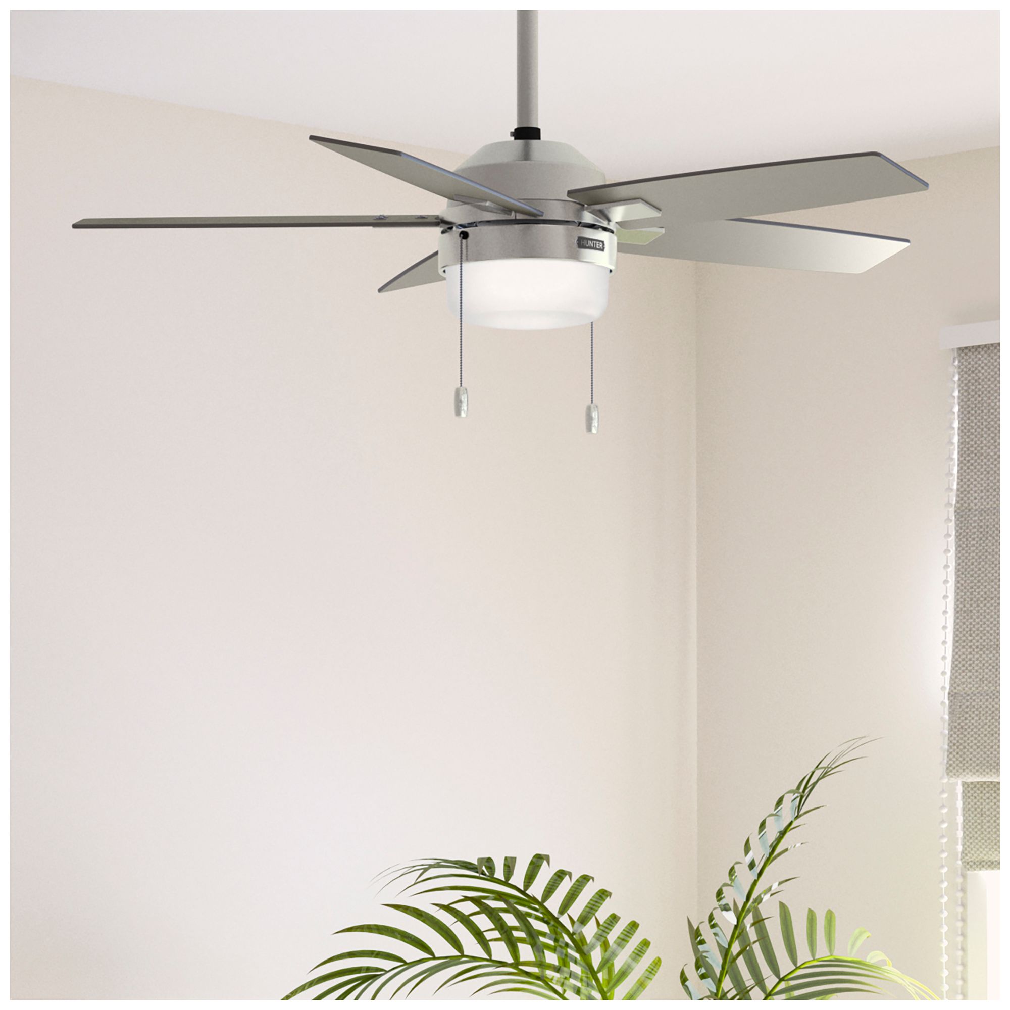 Image 3 44" Anisten Brushed Nickel Fan with Matte Nickel/Light Grey Oak Blades more views