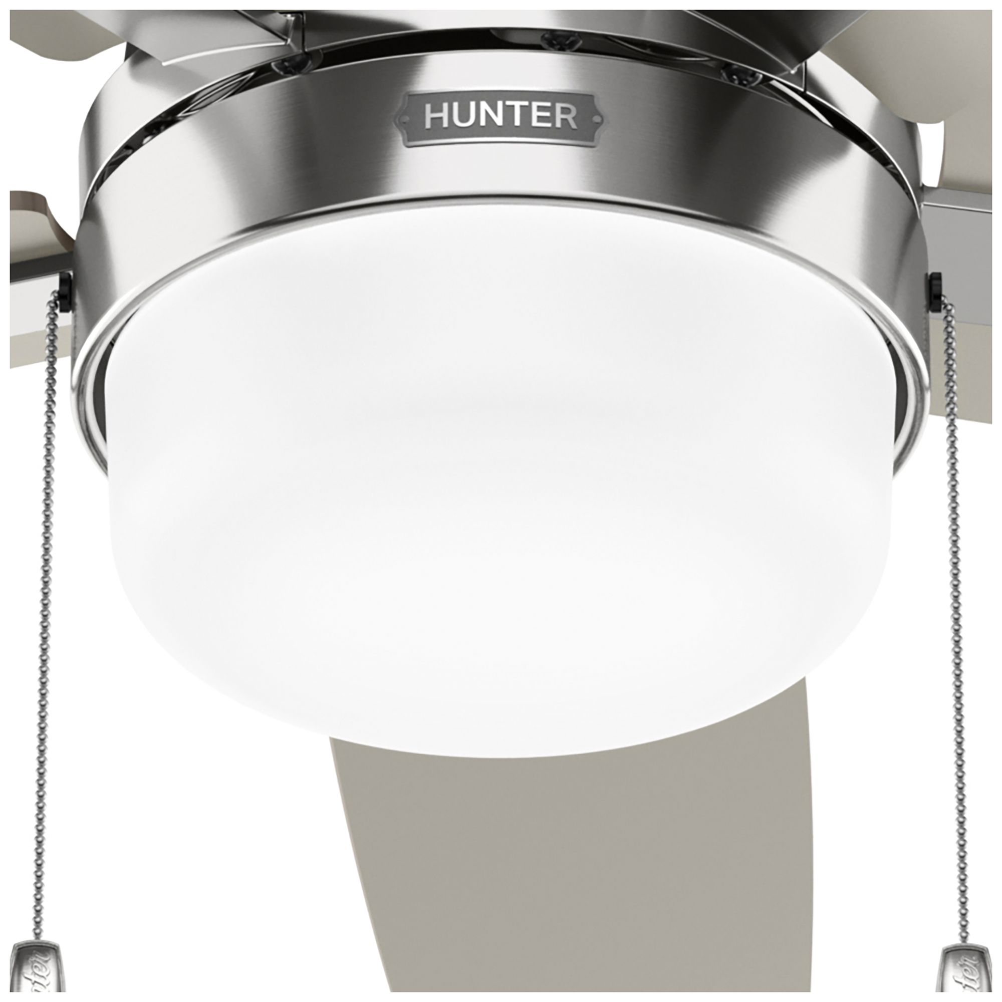 44" Anisten Brushed Nickel Fan with Matte Nickel/Light Grey Oak Blades