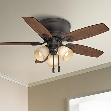 44" Casablanca Durant Bronze LED Hugger Ceiling Fan with Pull Chain