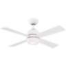 44" Fanimation Kwad Matte White Modern LED Ceiling Fan with Remote