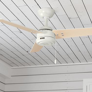44" Hunter Cassius Fresh White Damp Rated Ceiling Fan with Pull Chain