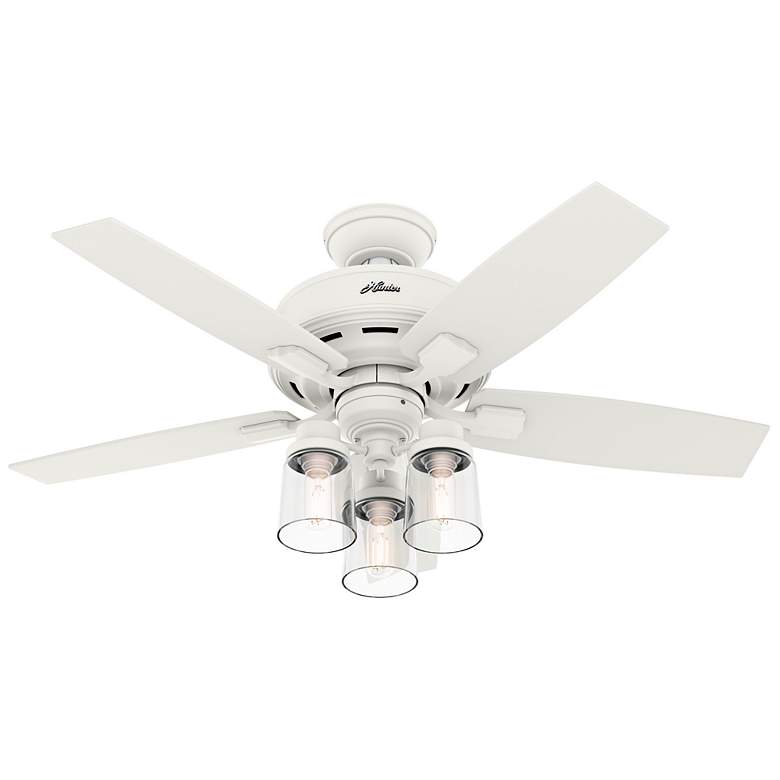 Image 1 44" Bennett Matte White Ceiling Fan w/ White and Oak Blades
