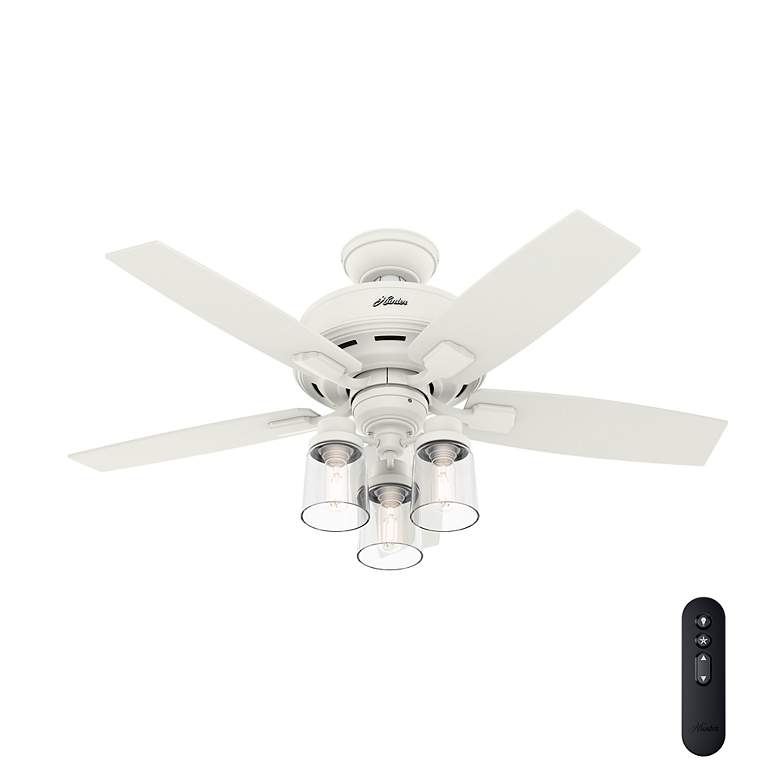 Image 2 44" Bennett Matte White Ceiling Fan w/ White and Oak Blades more views