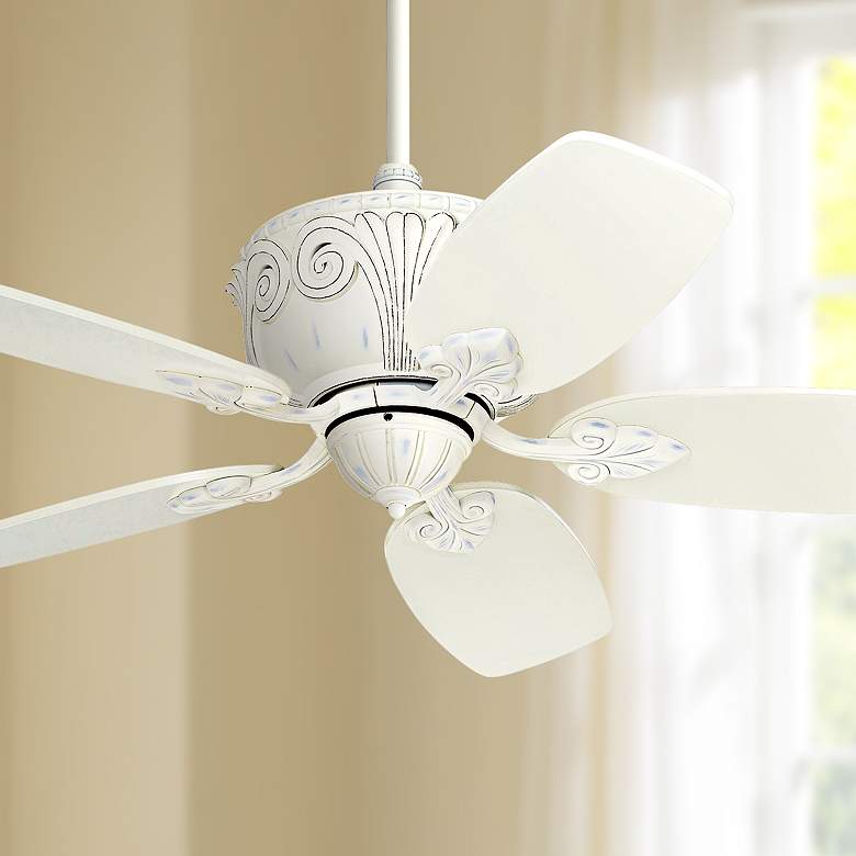 Image 1 44 inch Casa Deville&#8482; Rubbed White Ceiling Fan with Pull Chain
