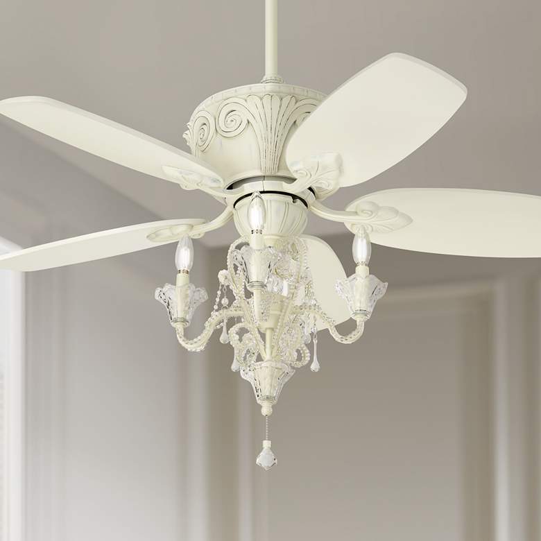 Image 1 44" Casa Deville™ Rubbed White LED Pull Chain Ceiling Fan