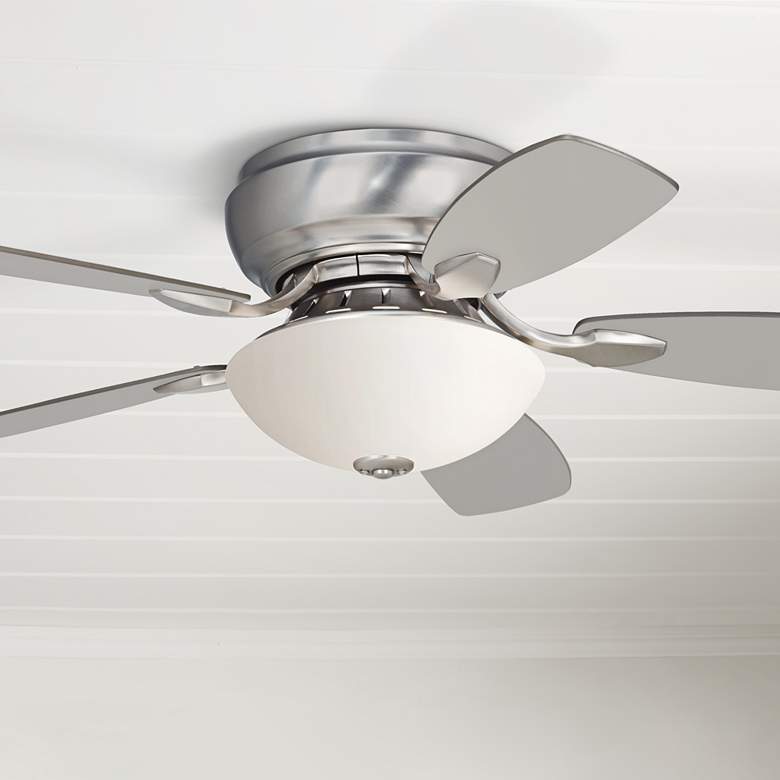 Image 1 44 inch Casa Habitat Nickel Hugger LED Light Pull Chain Ceiling Fan