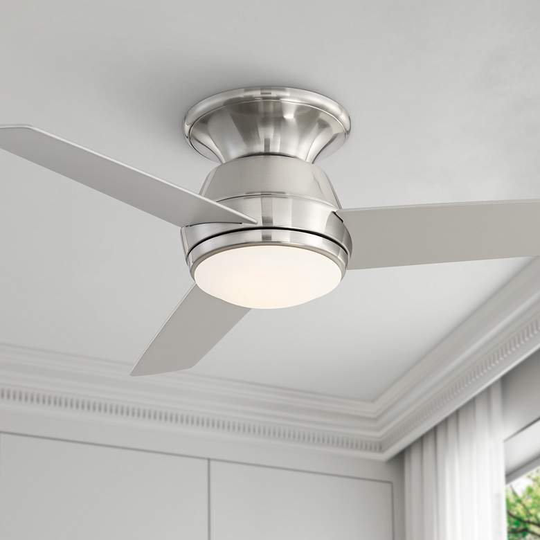 Image 1 44" Casa Vieja Marbella Nickel LED Hugger Ceiling Fan with Remote