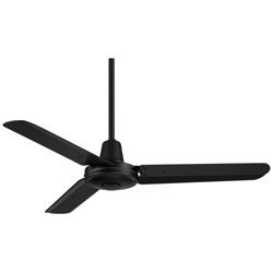 44" Casa Vieja Plaza DC Matte Black Damp Rated Ceiling Fan with Remote