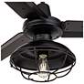 3_44" Casa Vieja Plaza Matte Black Damp Cage Light Fan with Remote more views