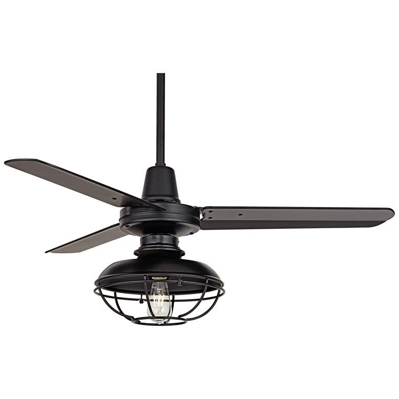 Image 6 44" Casa Vieja Plaza Matte Black Damp Cage Light Fan with Remote more views