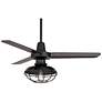 6_44" Casa Vieja Plaza Matte Black Damp Cage Light Fan with Remote more views