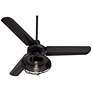 7_44" Casa Vieja Plaza Matte Black Damp Cage Light Fan with Remote more views