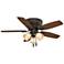 44" Casablanca Durant Bronze LED Hugger Ceiling Fan with Pull Chain