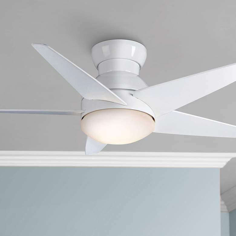 44&quot; Casablanca Isotope White Hugger LED Ceiling Fan with Wall Control