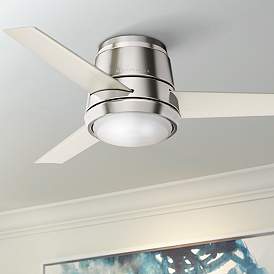 Image1 of 44" Commodus Brushed Nickel LED Hugger Ceiling Fan with Wall Control