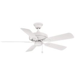 44&quot; Fanimation Edgewood Matte White Outdoor Pull-Chain Ceiling Fan