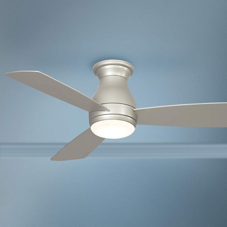 Image 1 44 inch Fanimation Hugh Brushed Nickel LED Hugger Ceiling Fan with Remote