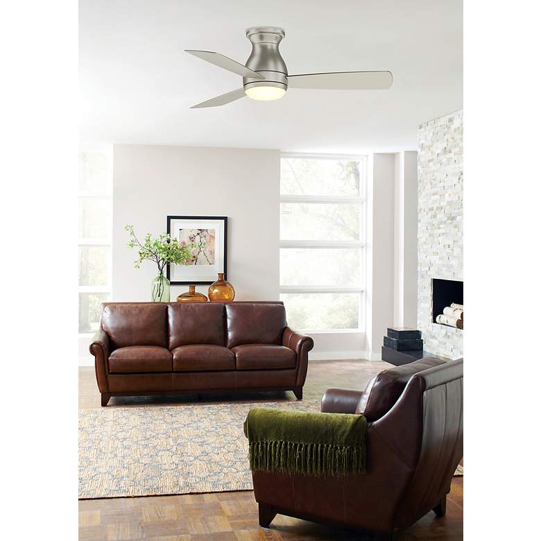 Image 7 44" Fanimation Hugh Brushed Nickel LED Hugger Ceiling Fan with Remote more views