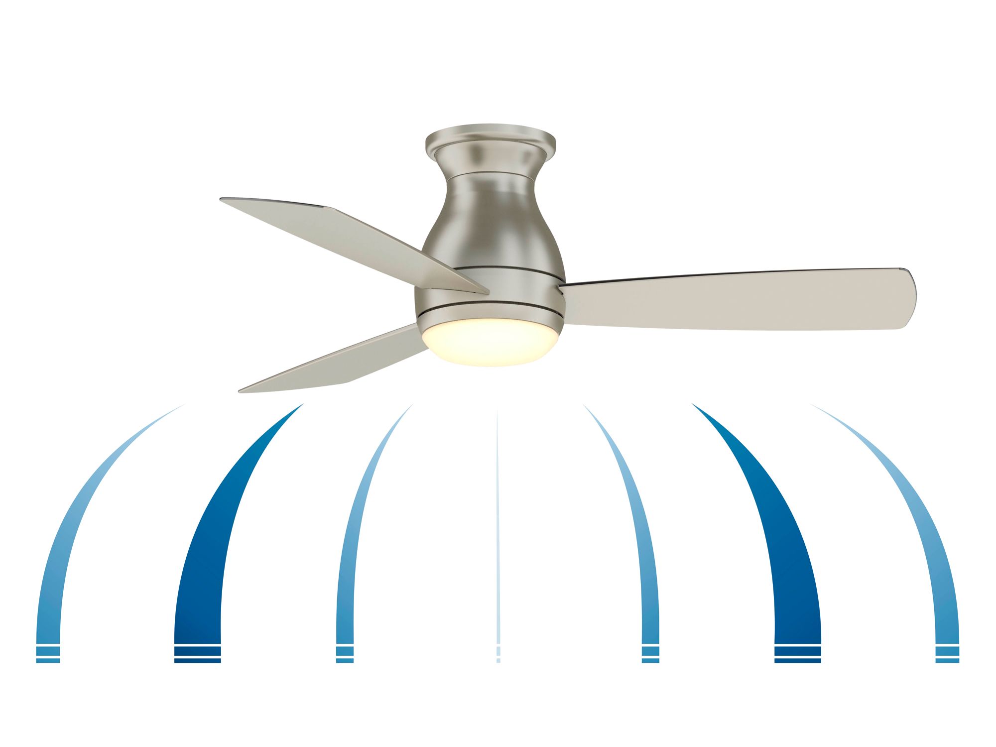 44" Fanimation Hugh Brushed Nickel LED Hugger Ceiling Fan with Remote