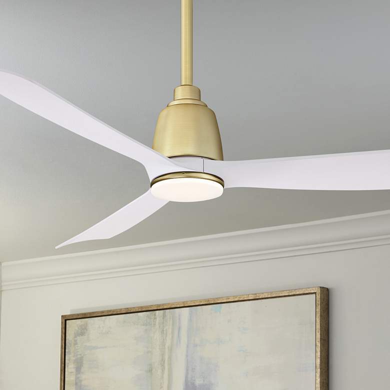 Image 1 44" Fanimation Kute Brushed Satin Brass Damp LED Smart Ceiling Fan