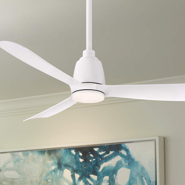 Image 1 44 inch Fanimation Kute Matte White Damp Rated LED Smart Ceiling Fan