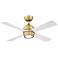44" Fanimation Kwad Brushed Satin Brass LED Ceiling Fan with Remote