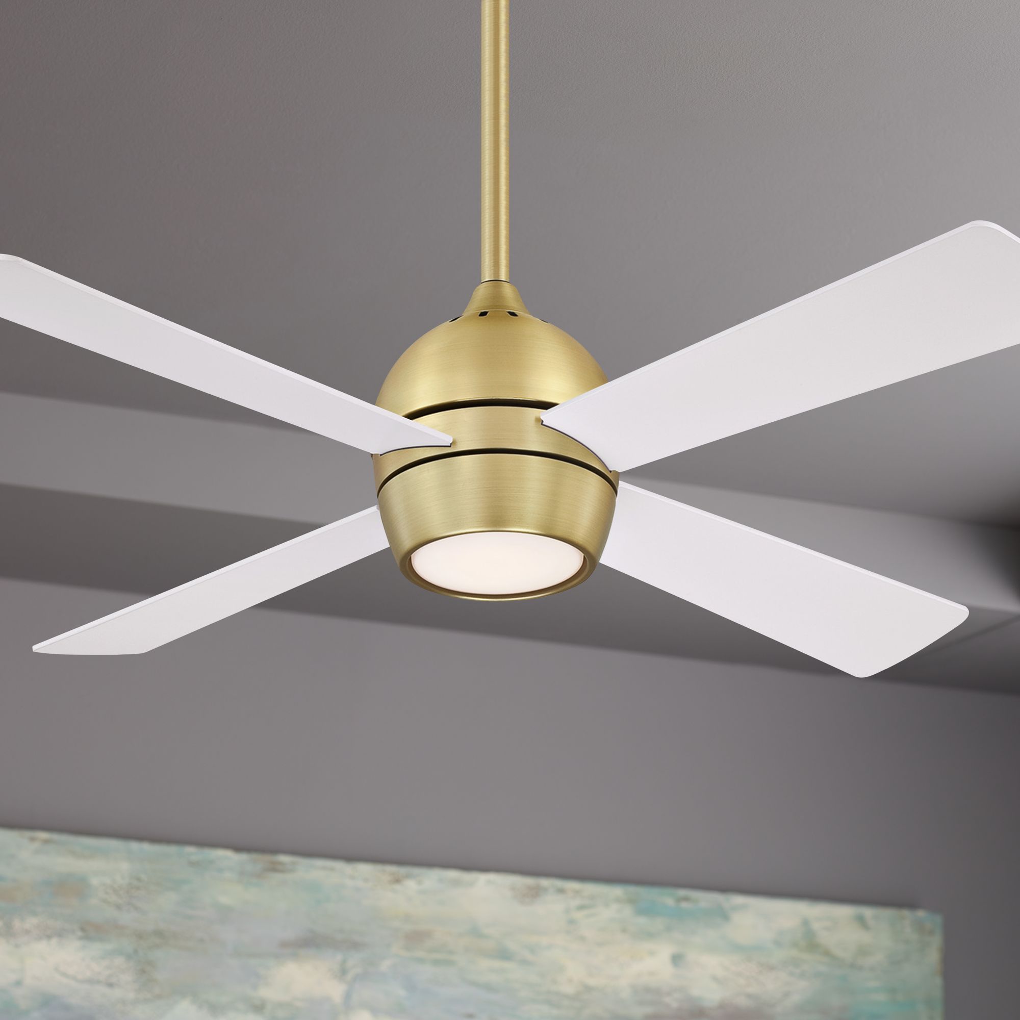 brushed gold ceiling fan with light