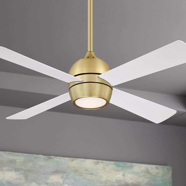 Image 1 44 inch Fanimation Kwad Brushed Satin Brass LED Ceiling Fan with Remote