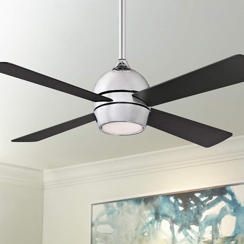 44&quot; Fanimation Kwad Chrome and Black LED Ceiling Fan with Remote