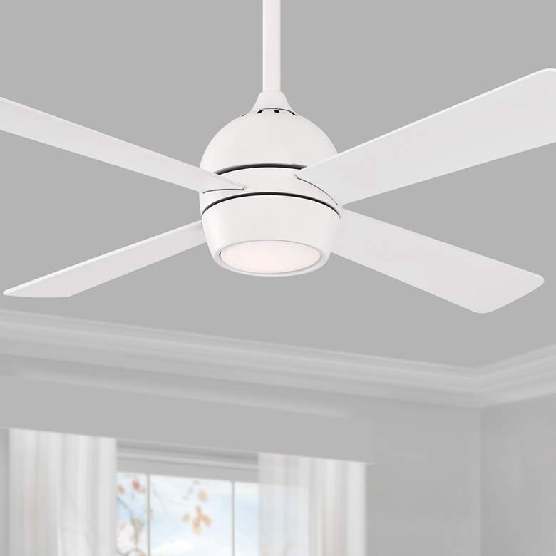 Image 1 44 inch Fanimation Kwad Matte White Modern LED Ceiling Fan with Remote