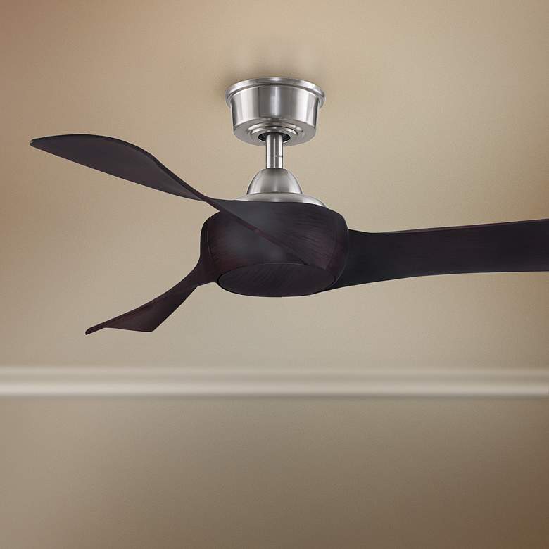 Image 1 44" Fanimation Wrap Brushed Nickel Damp Smart Ceiling Fan