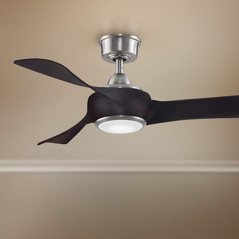 Image 1 44" Fanimation Wrap Brushed Nickel LED Damp Smart Ceiling Fan