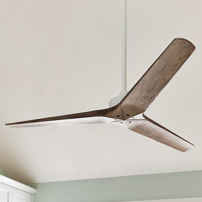 Image 1 44 inch Hinkley Chisel Matte White and Wood Damp Rated Smart Ceiling Fan