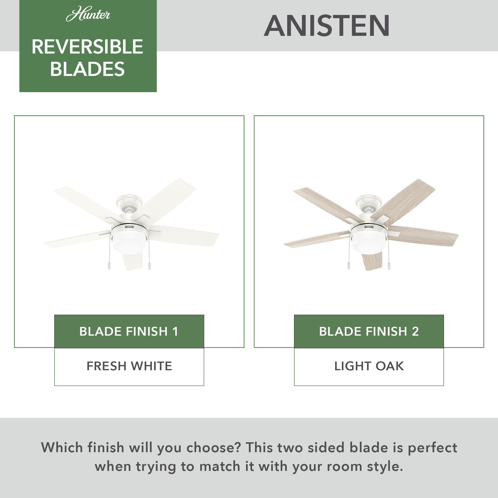 44" Hunter Anisten Fresh White LED Ceiling Fan