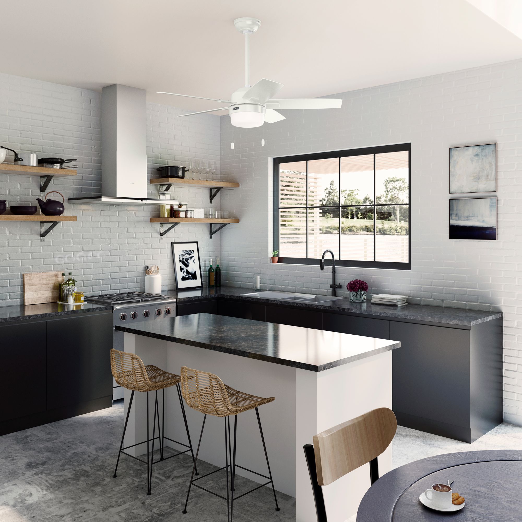 44" Hunter Anisten Fresh White LED Ceiling Fan