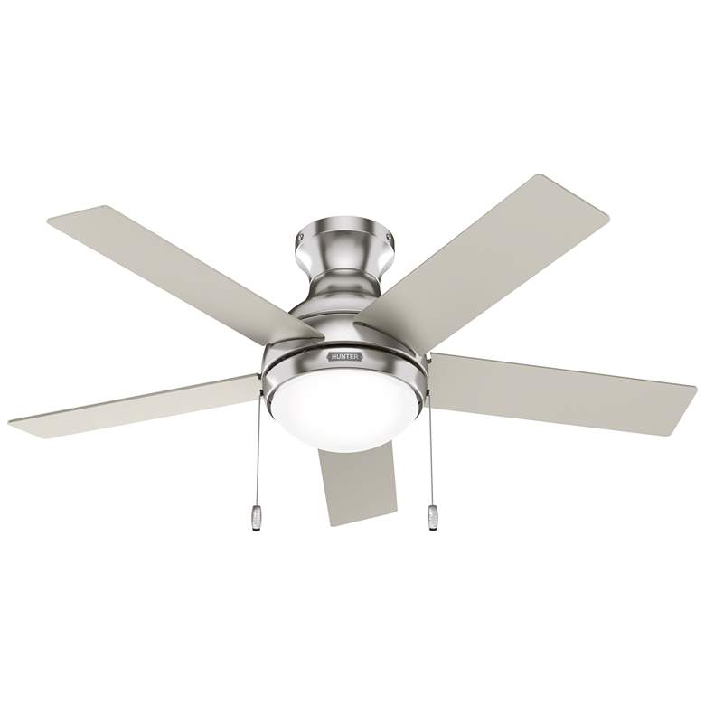 Image 1 44 inch Hunter Aren Brushed Nickel LED Ceiling Fan with Pull Chain