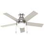 44" Hunter Aren Brushed Nickel LED Ceiling Fan with Pull Chain
