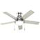 44" Hunter Aren Brushed Nickel LED Ceiling Fan with Pull Chain