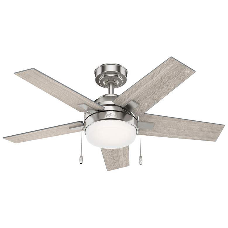 Image 1 44 inch Hunter Bartlett Brushed Nickel LED Ceiling Fan with Pull Chain