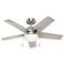 44" Hunter Bartlett Brushed Nickel LED Ceiling Fan with Pull Chain