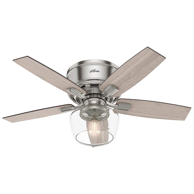 Image 1 44 inch Hunter Bennett Brushed Nickel LP Ceiling Fan with LED Light Kit